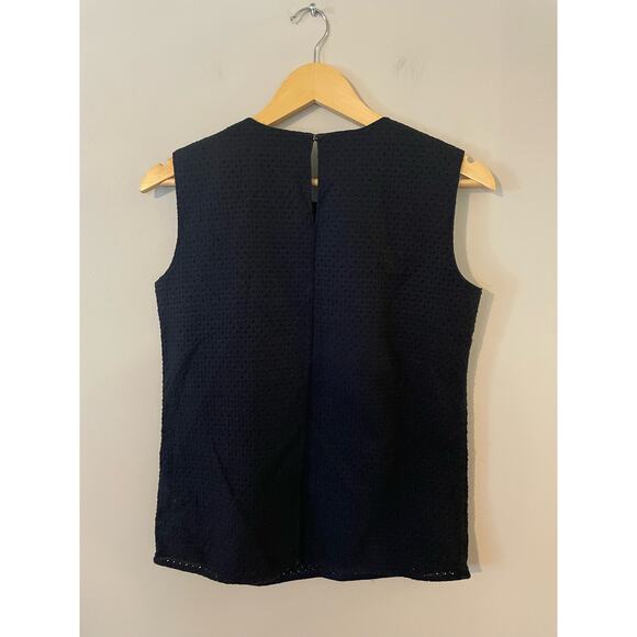 TNGT Today N Going On Tomorrow Eyelet Sleeveless Blouse Navy S/M - Picture 2 of 6